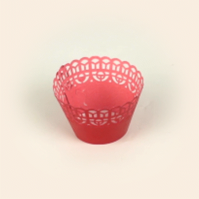 Bellissimo Round Cherry Red Paper Cupcake Wrap - 2 1/4" x 2 1/4" x 2" - 200 count box