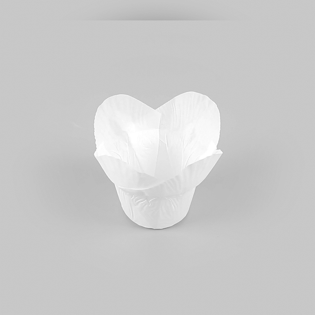 Panificio 6 oz Daffodil White Paper Baking Cup - Greaseproof - 3 1/4" x 3 1/4" x 3" - 200 count box