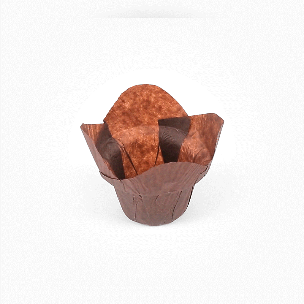 Panificio 6 oz Daffodil Brown Paper Baking Cup - Greaseproof - 3 1/4" x 3 1/4" x 3" - 200 count box