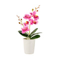 Fiore Round Purple Plastic Orchid in Porcelain Pot - 5 Blooms - 4" x 4" x 14" - 12 count box