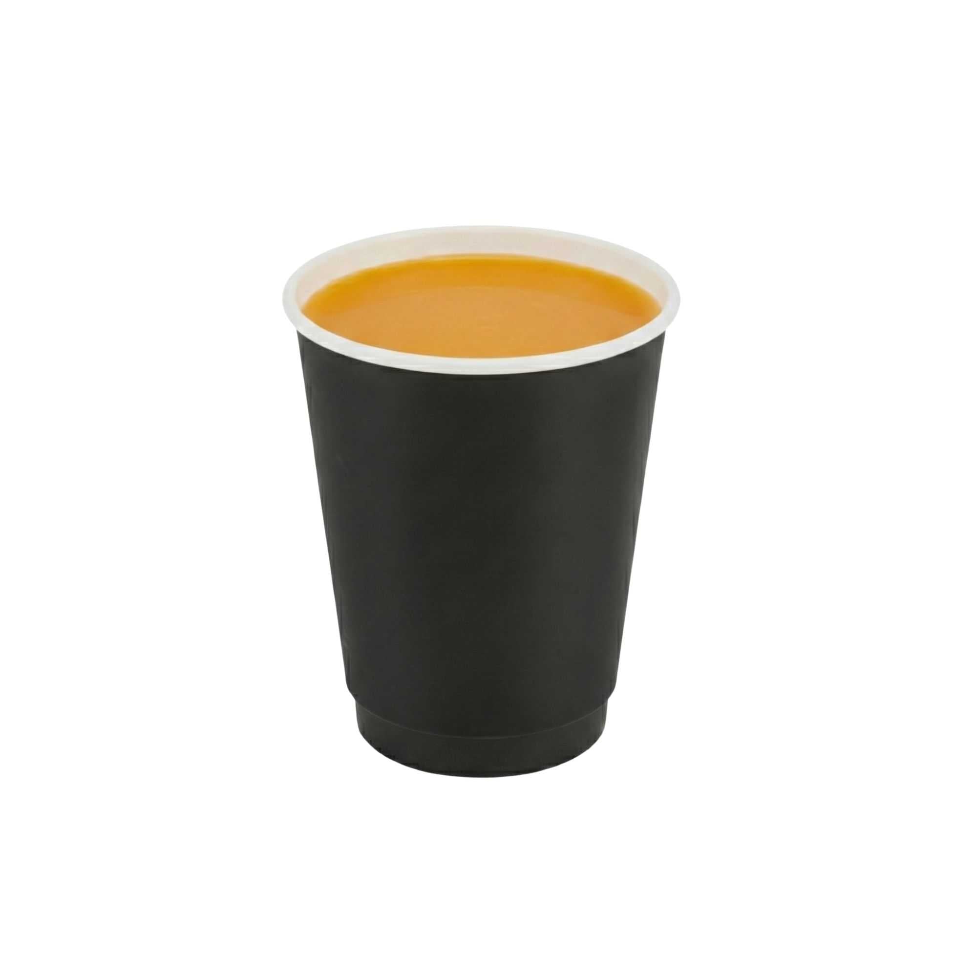 Restpresso 12 oz Black Paper Coffee Cup - Double Wall - 3 1/2" x 3 1/2" x 4 1/4" - 25 count box