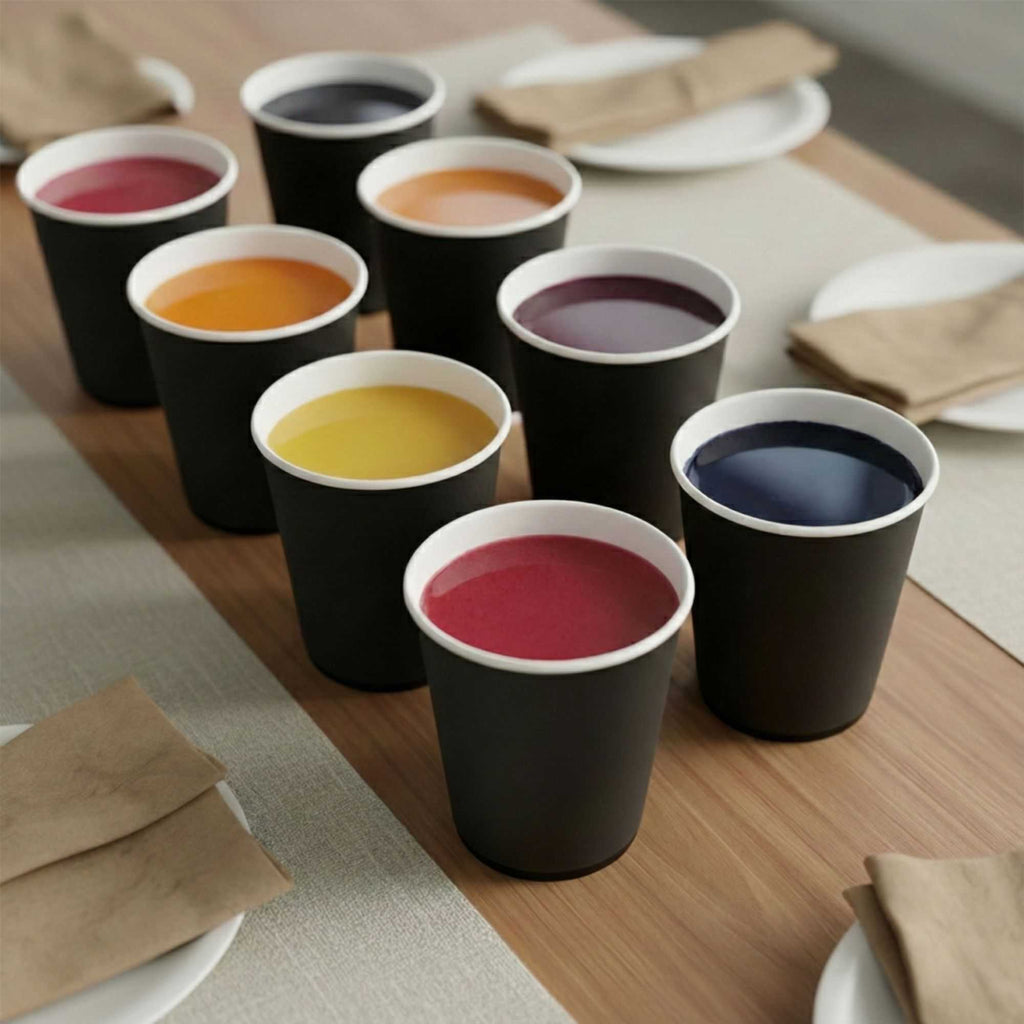 Restpresso 12 oz Black Paper Coffee Cup - Double Wall - 3 1/2" x 3 1/2" x 4 1/4" - 25 count box