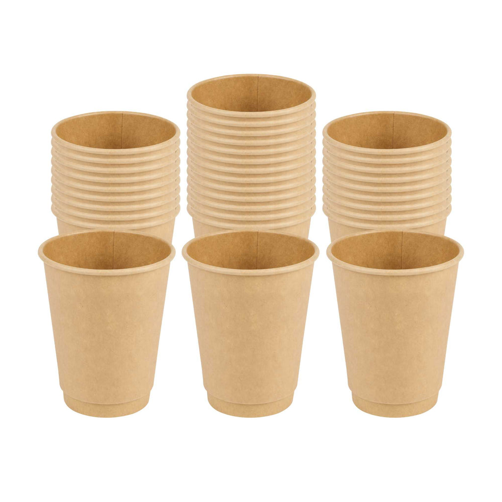 Restpresso 12 oz Kraft Paper Coffee Cup - Double Wall - 3 1/2" x 3 1/2" x 4 1/4" - 500 count box