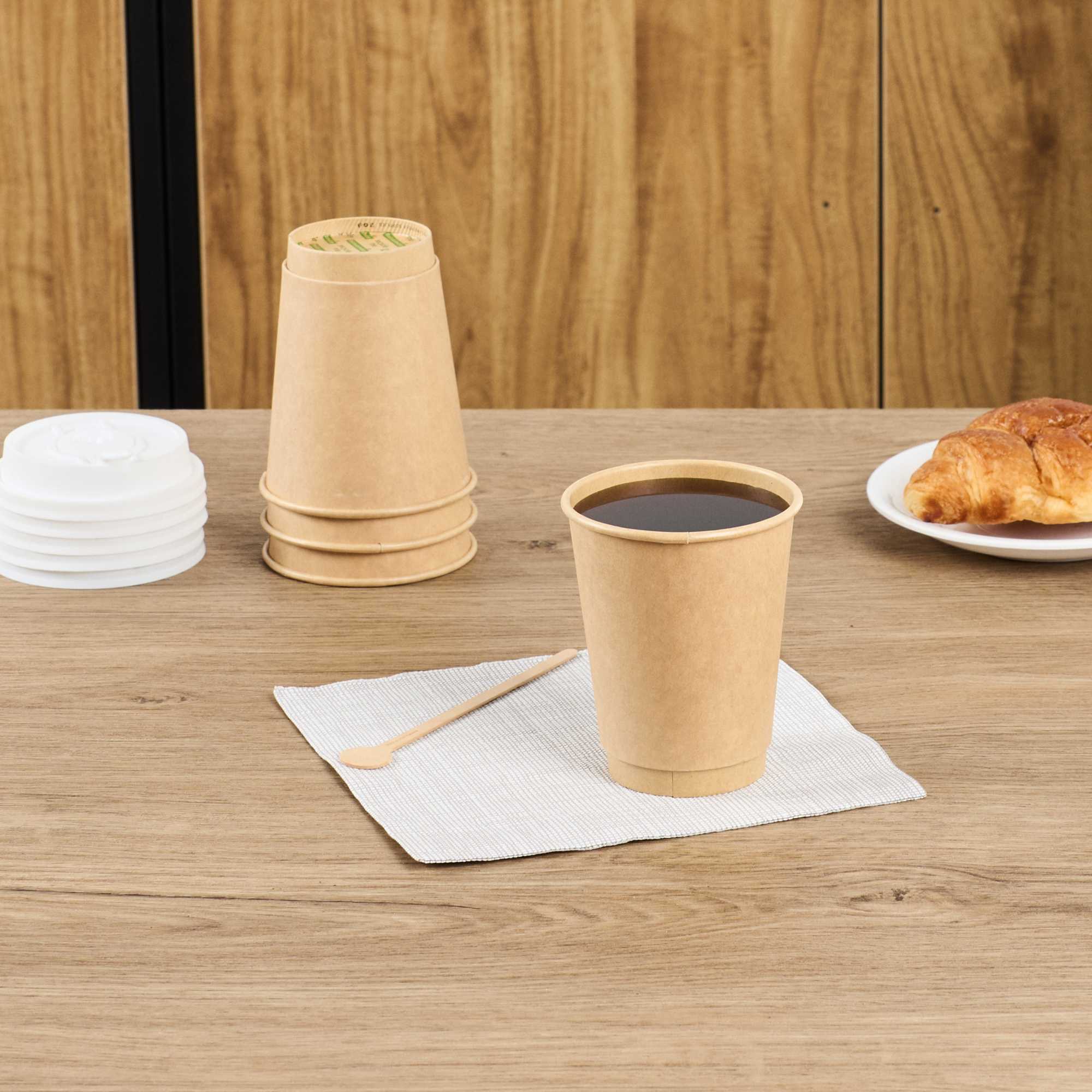 Restpresso 12 oz Kraft Paper Coffee Cup - Double Wall - 3 1/2" x 3 1/2" x 4 1/4" - 500 count box