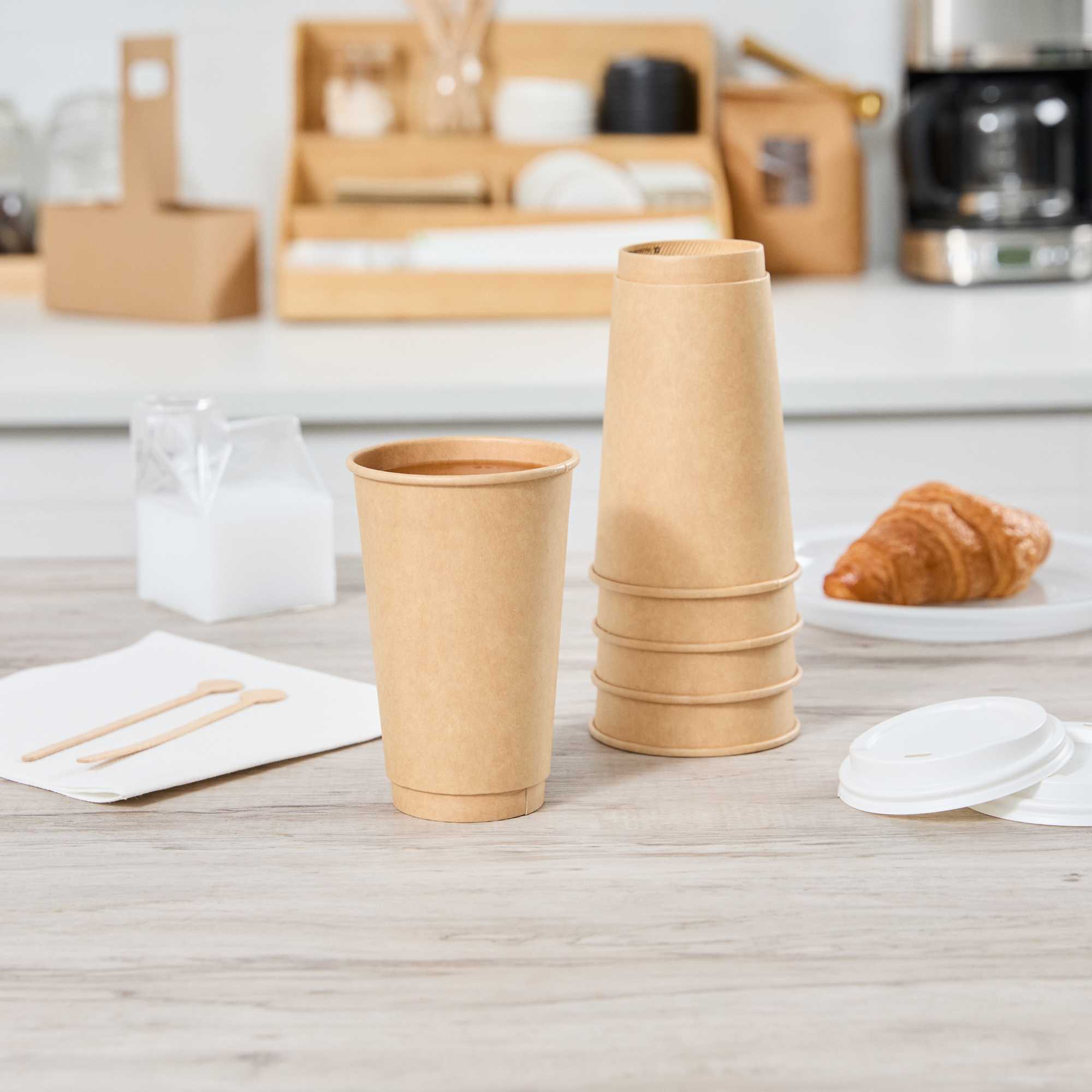 Restpresso 16 oz Kraft Paper Coffee Cup - Double Wall - 3 1/2" x 3 1/2" x 5 1/2" - 25 count box