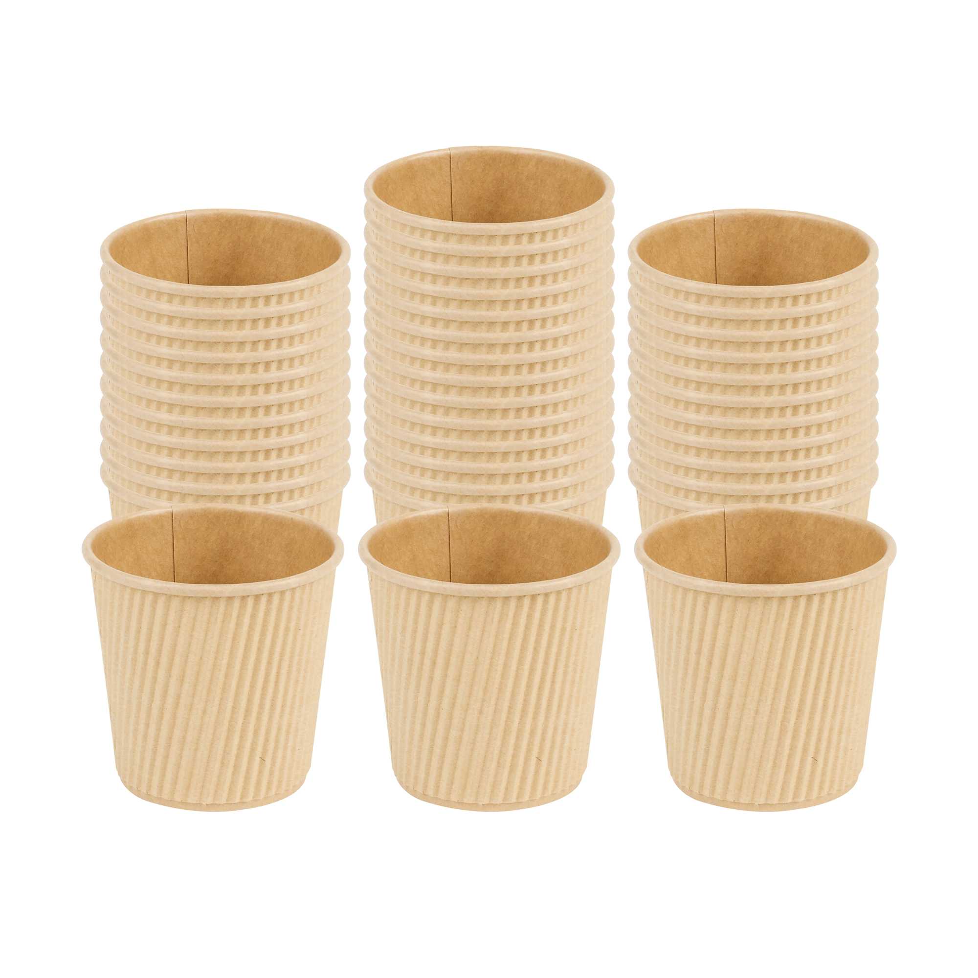 Restpresso 4 oz Kraft Paper Coffee Cup - Ripple Wall - 2 1/2" x 2 1/2" x 2 1/4" - 500 count box