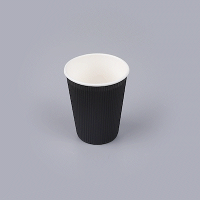 Restpresso 12 oz Black Paper Coffee Cup - Ripple Wall - 3 1/2" x 3 1/2" x 4 1/4" - 500 count box