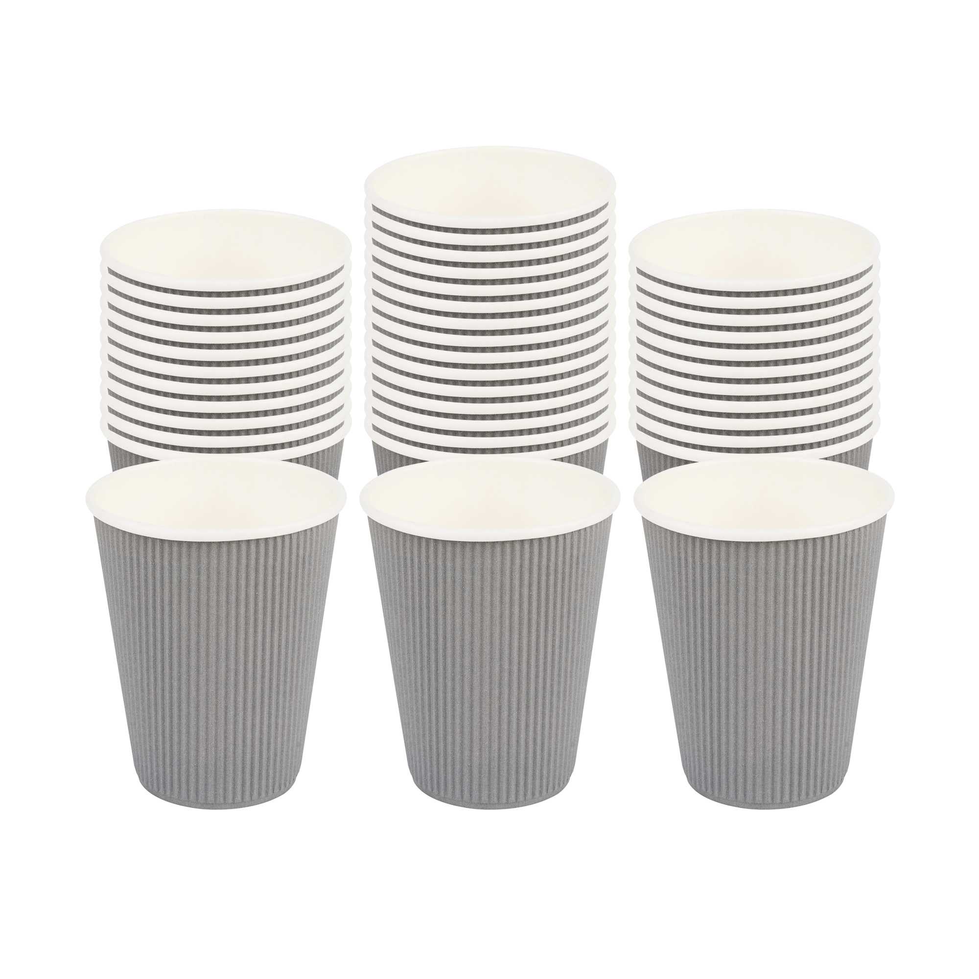 Restpresso 12 oz Gray Paper Coffee Cup - Ripple Wall - 3 1/2" x 3 1/2" x 4 1/4" - 500 count box