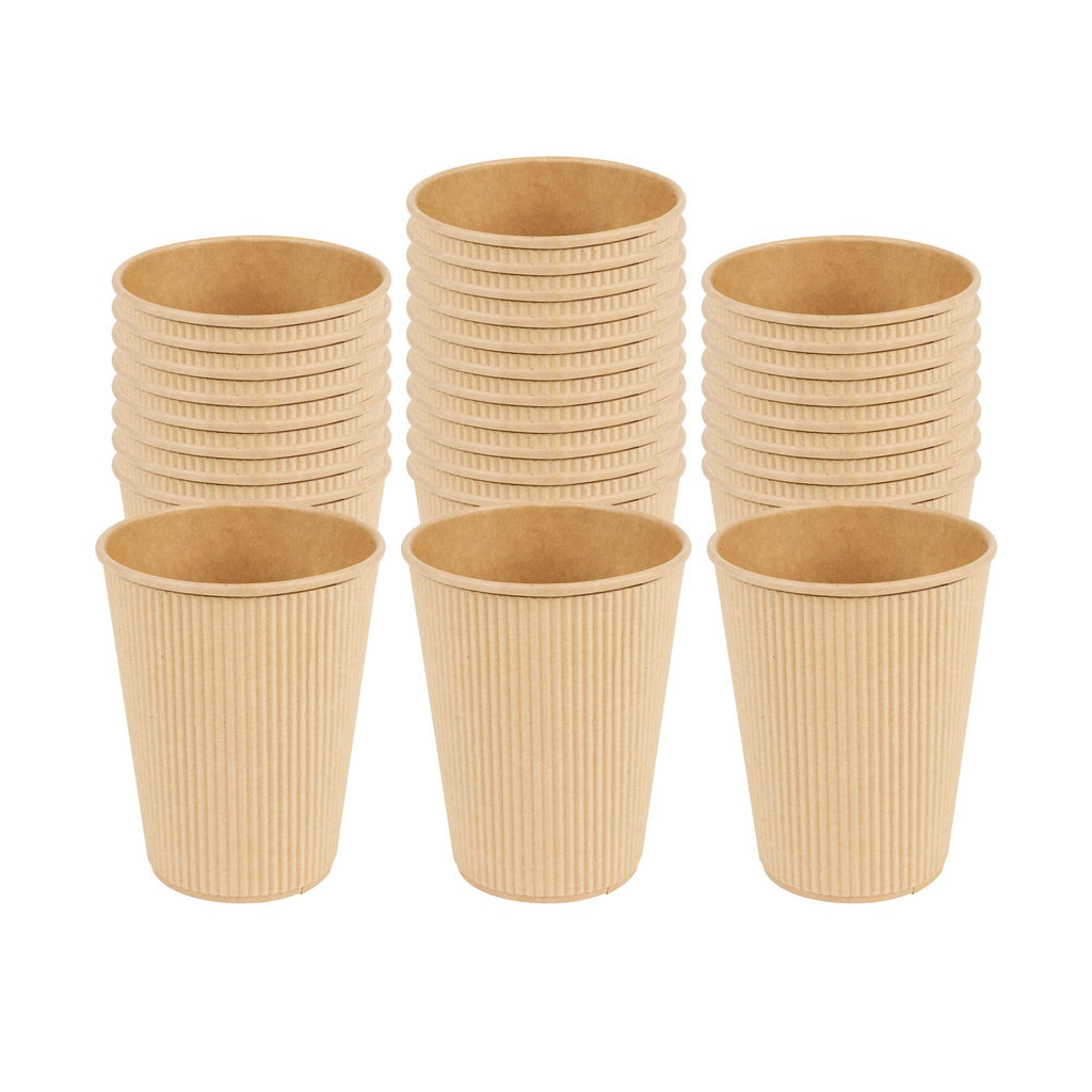 Restpresso 12 oz Kraft Paper Coffee Cup - Ripple Wall - 3 1/2" x 3 1/2" x 4 1/4" - 25 count box
