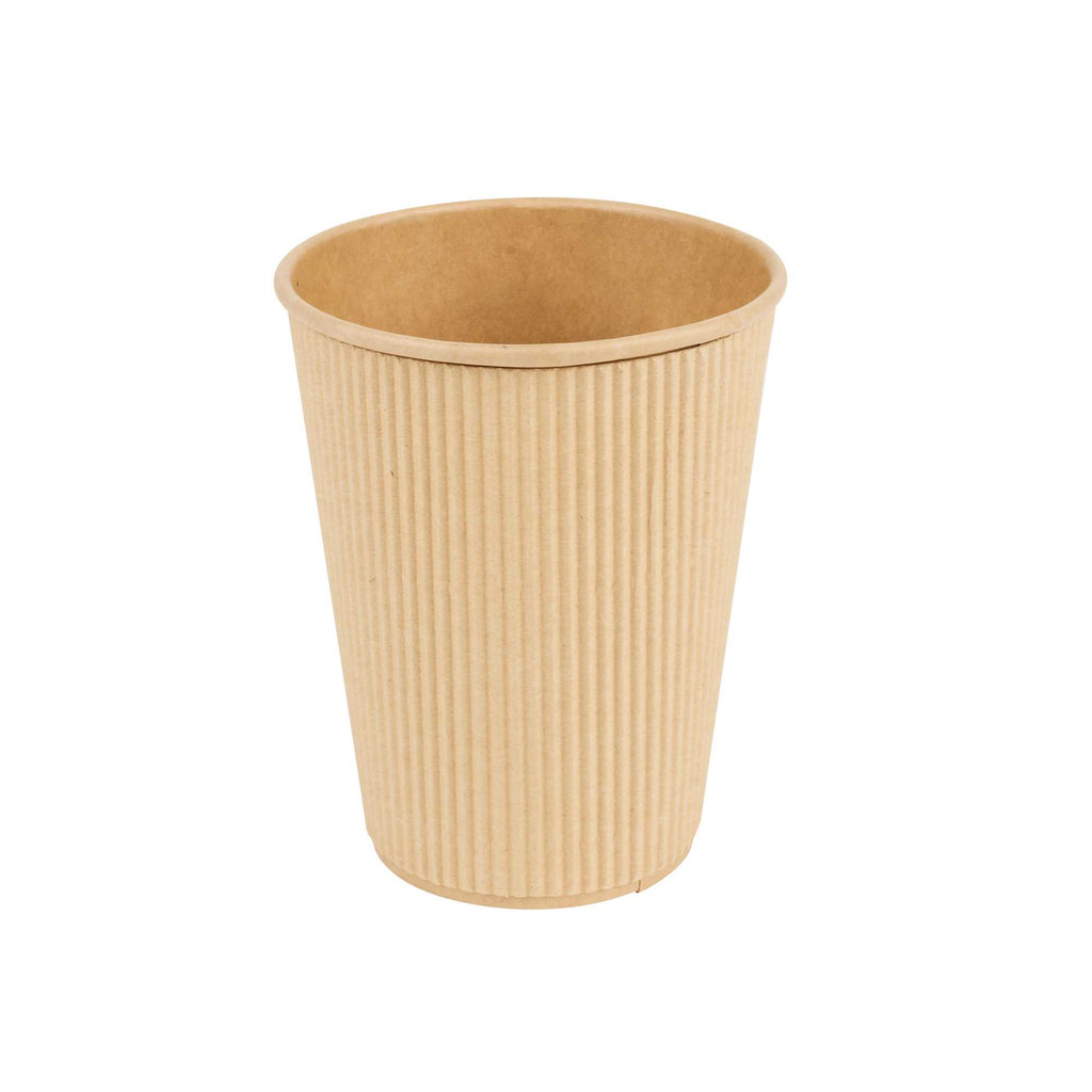 Restpresso 12 oz Kraft Paper Coffee Cup - Ripple Wall - 3 1/2" x 3 1/2" x 4 1/4" - 500 count box