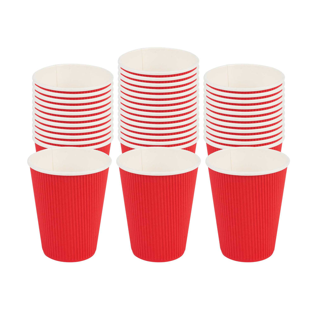 Restpresso 12 oz Red Paper Coffee Cup - Ripple Wall - 3 1/2" x 3 1/2" x 4 1/4" - 500 count box