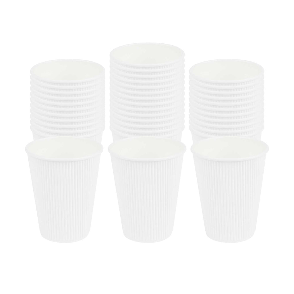 Restpresso 12 oz White Paper Coffee Cup - Ripple Wall - 3 1/2" x 3 1/2" x 4 1/4" - 500 count box