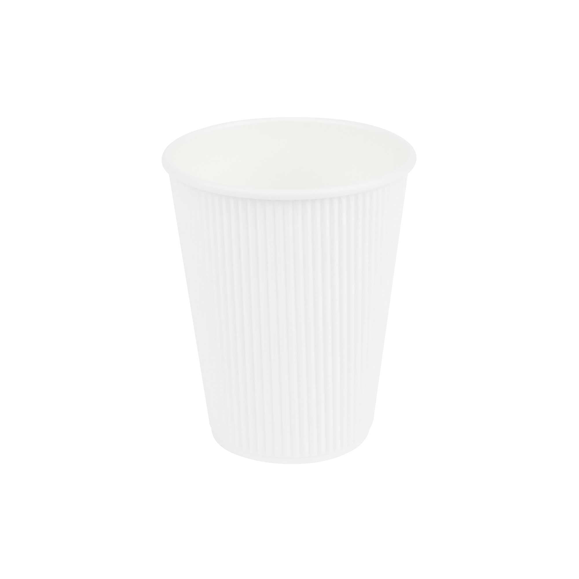 Restpresso 12 oz White Paper Coffee Cup - Ripple Wall - 3 1/2" x 3 1/2" x 4 1/4" - 500 count box