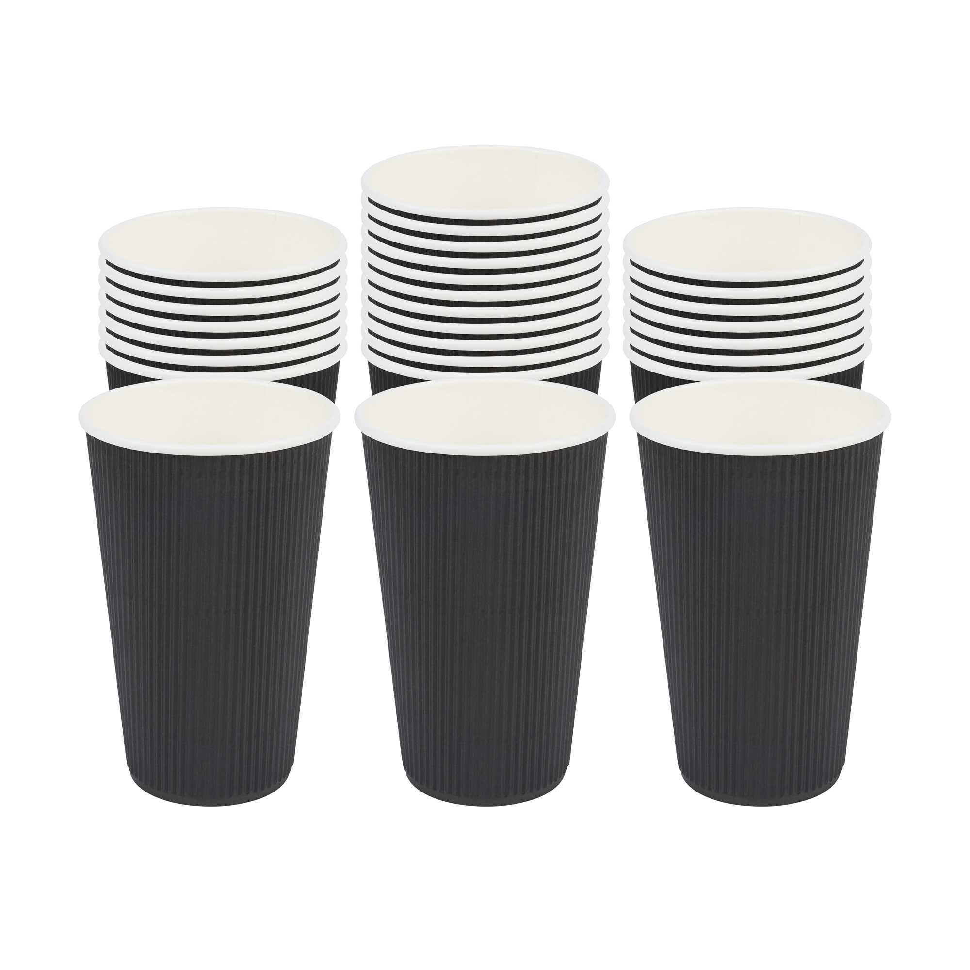 Restpresso 16 oz Black Paper Coffee Cup - Ripple Wall - 3 1/2" x 3 1/2" x 5 1/2" - 500 count box
