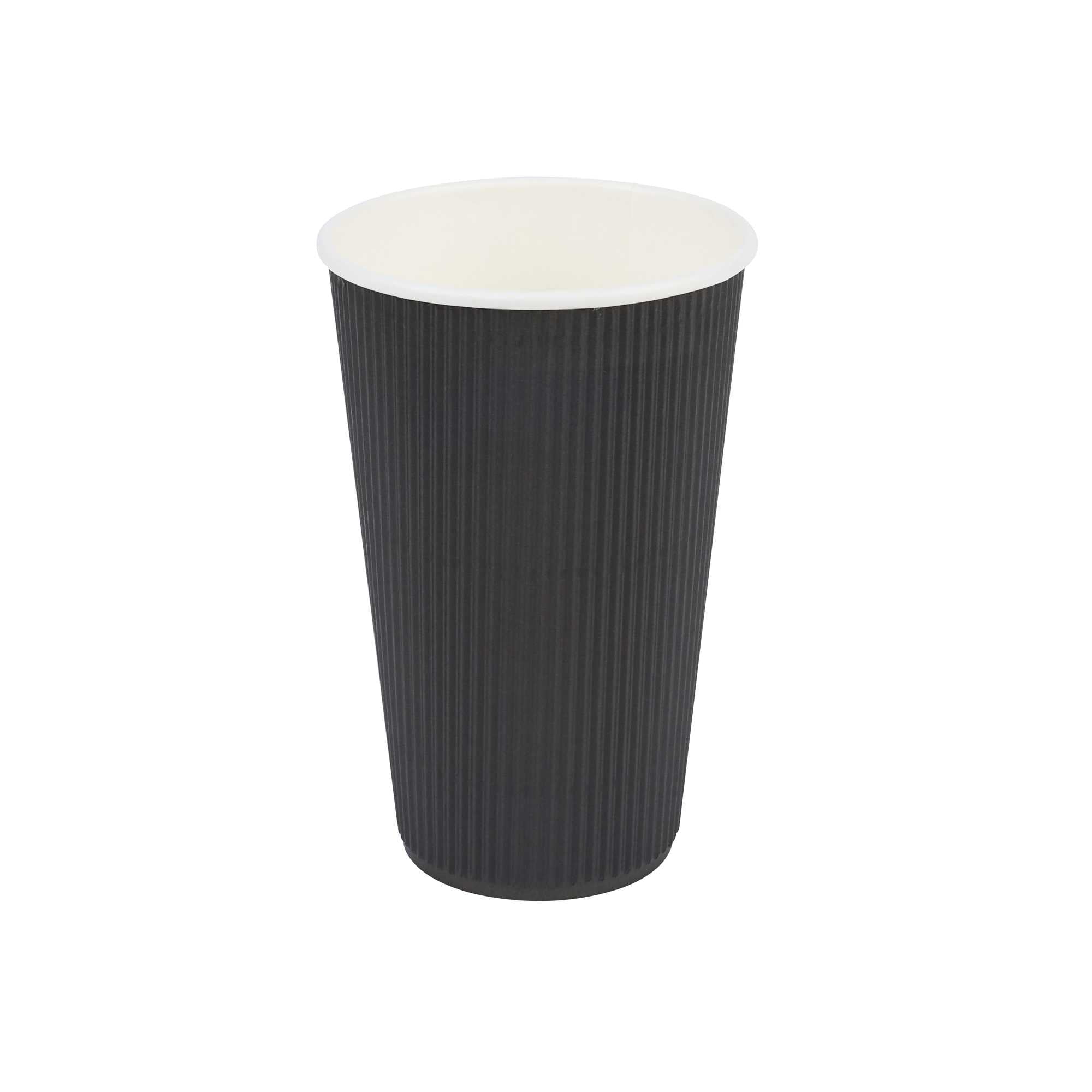 Restpresso 16 oz Black Paper Coffee Cup - Ripple Wall - 3 1/2" x 3 1/2" x 5 1/2" - 500 count box