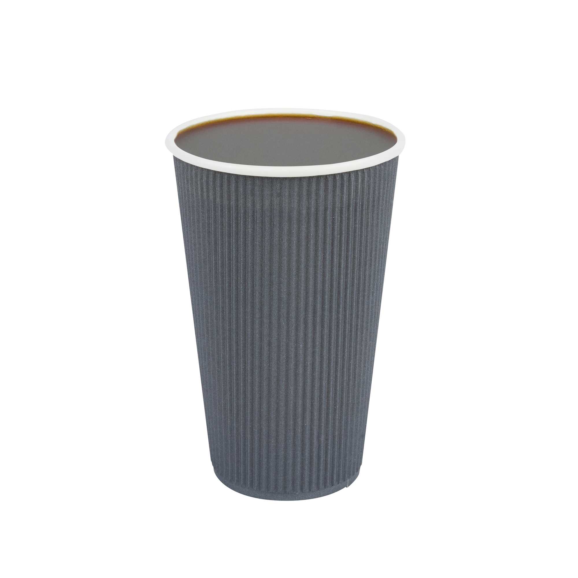 Restpresso 16 oz Gray Paper Coffee Cup - Ripple Wall - 3 1/2" x 3 1/2" x 5 1/2" - 500 count box