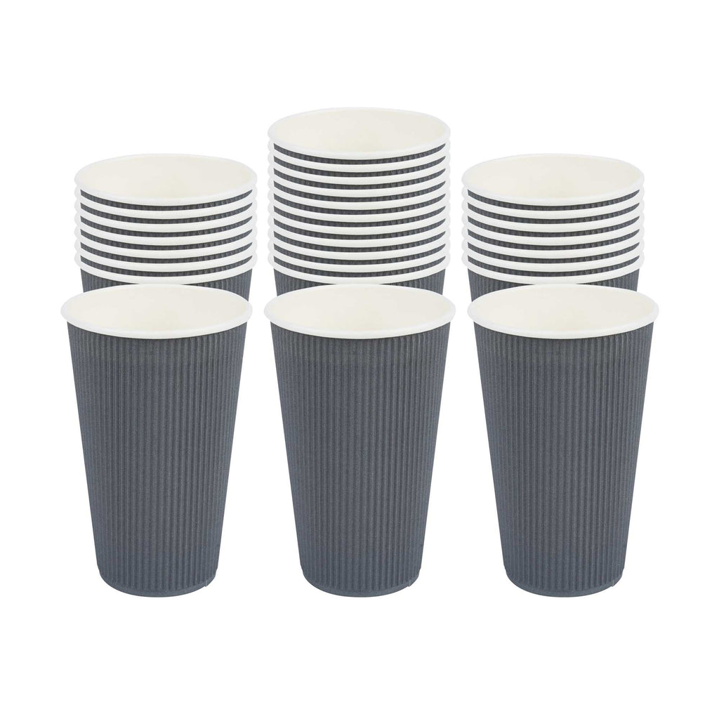 Restpresso 16 oz Gray Paper Coffee Cup - Ripple Wall - 3 1/2" x 3 1/2" x 5 1/2" - 500 count box