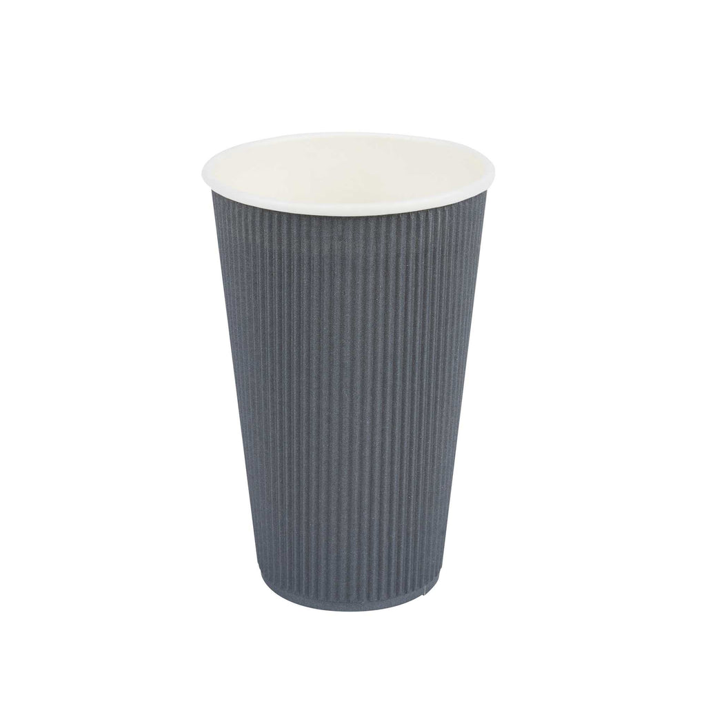 Restpresso 16 oz Gray Paper Coffee Cup - Ripple Wall - 3 1/2" x 3 1/2" x 5 1/2" - 500 count box