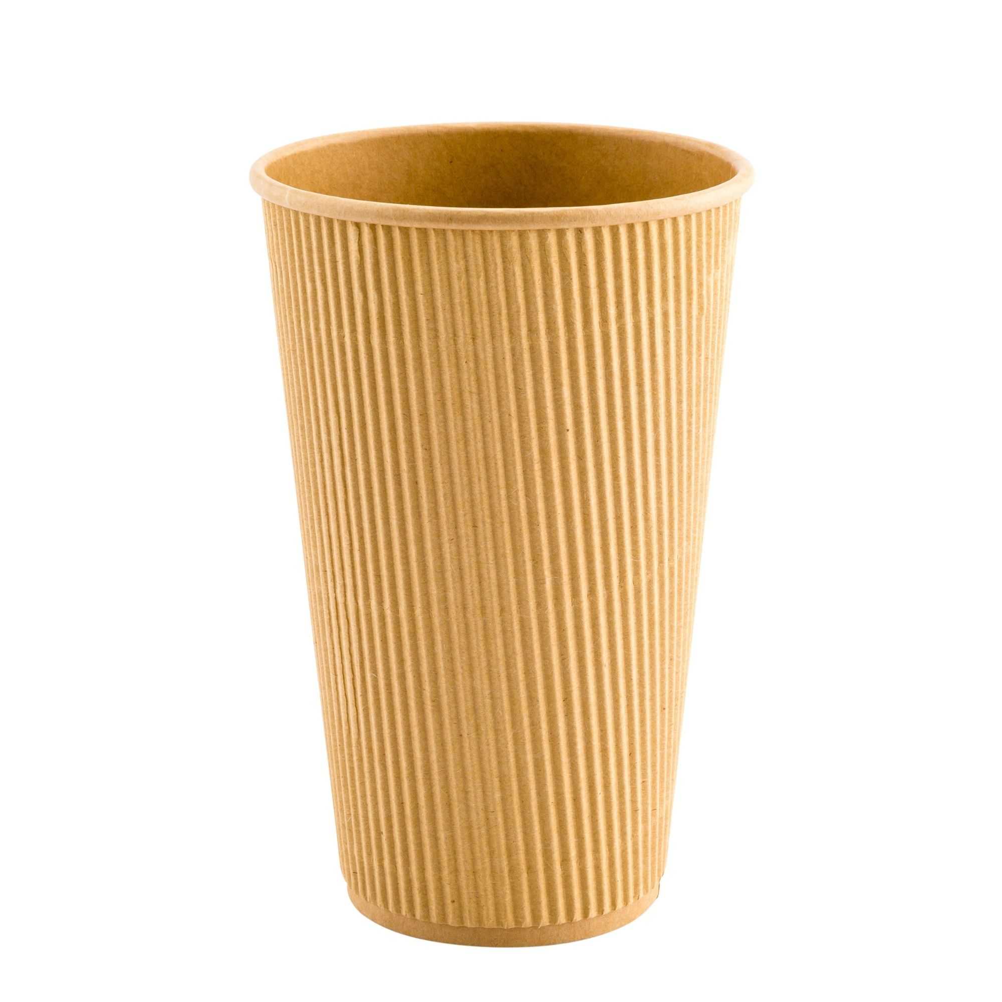 Restpresso 16 oz Kraft Paper Coffee Cup - Ripple Wall - 3 1/2" x 3 1/2" x 5 1/2" - 25 count box