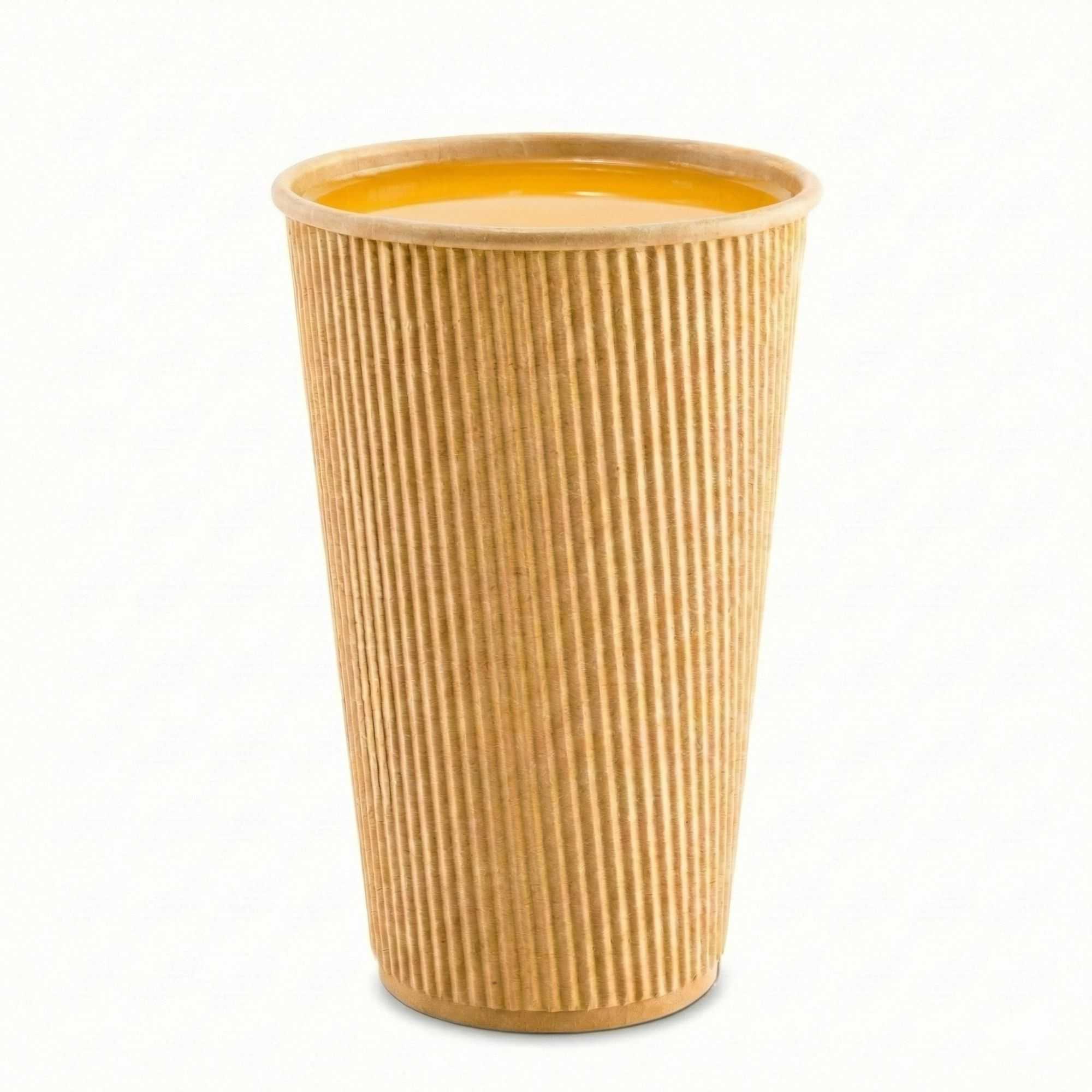 Restpresso 16 oz Kraft Paper Coffee Cup - Ripple Wall - 3 1/2" x 3 1/2" x 5 1/2" - 500 count box
