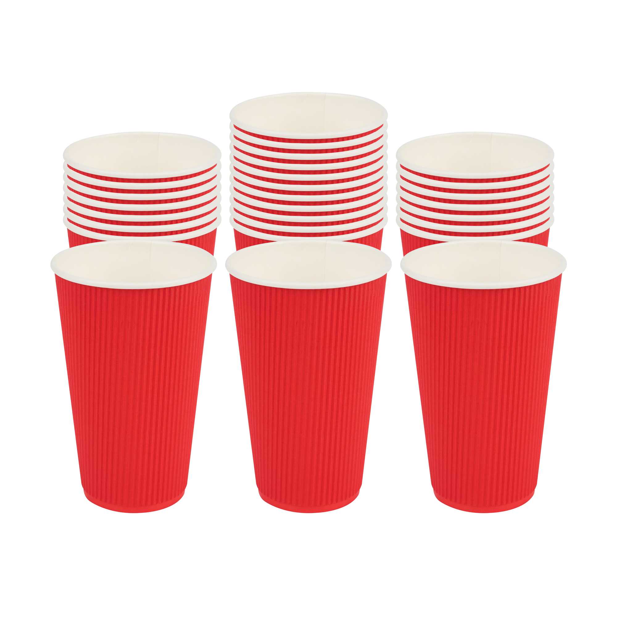 Restpresso 16 oz Red Paper Coffee Cup - Ripple Wall - 3 1/2" x 3 1/2" x 5 1/2" - 500 count box