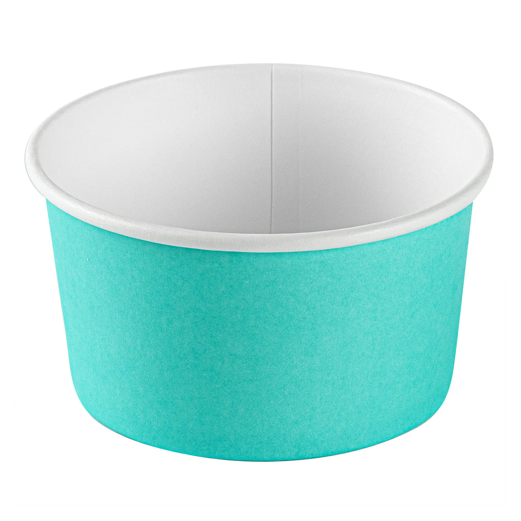 Coppetta 8 oz Round Turquoise Paper To Go Cup - 3 3/4" x 3 3/4" x 2 1/4" - 50 count box