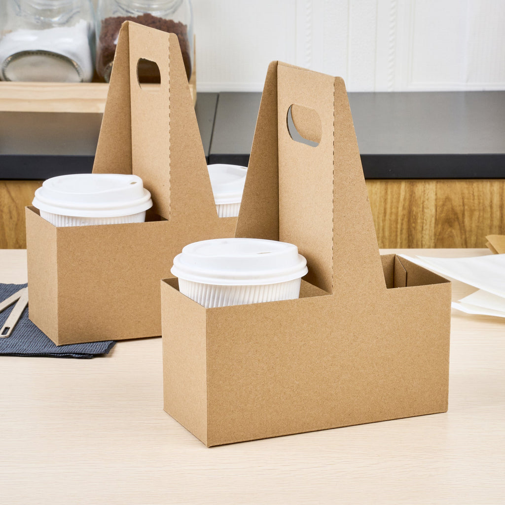 Restpresso Kraft Paper Altalena Drink Carrier - Fits 2 Cups - 7 1/4" x 3 1/2" x 9 1/4" - 100 count box