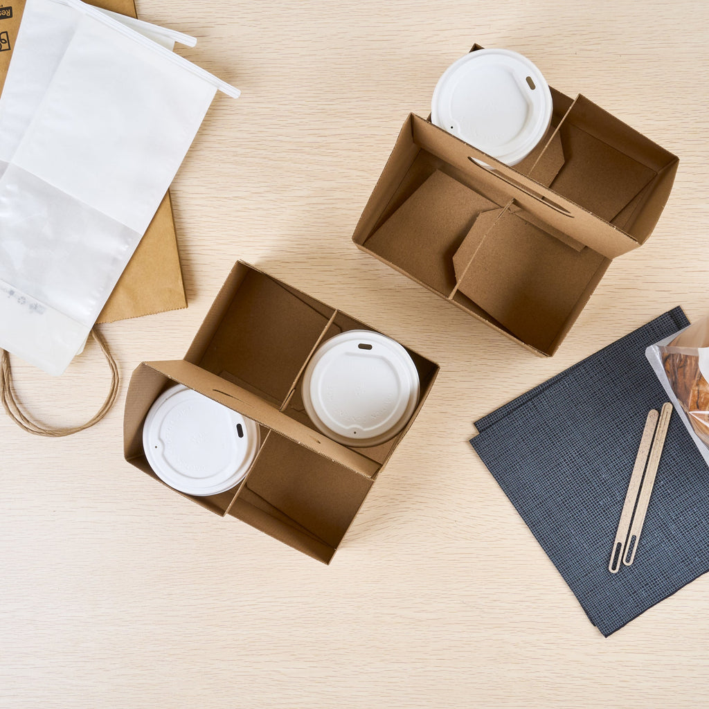 Restpresso Kraft Paper Altalena Drink Carrier - Fits 4 Cups - 7 1/4" x 7 1/4" x 9 1/4" - 100 count box