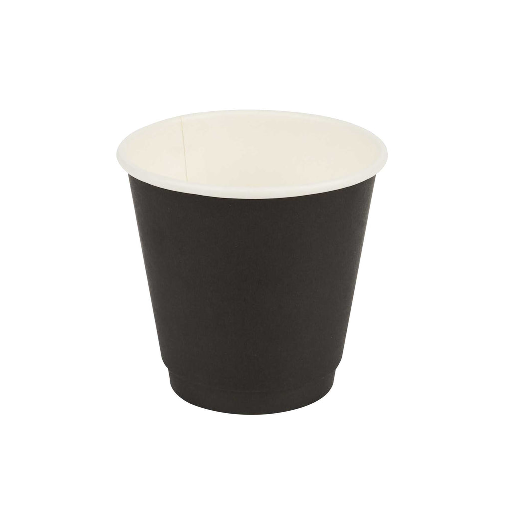 Restpresso 8 oz Round Black Paper Coffee Cup - Double Wall - 3 1/2" x 3 1/2" x 3 1/4" - 500 count box