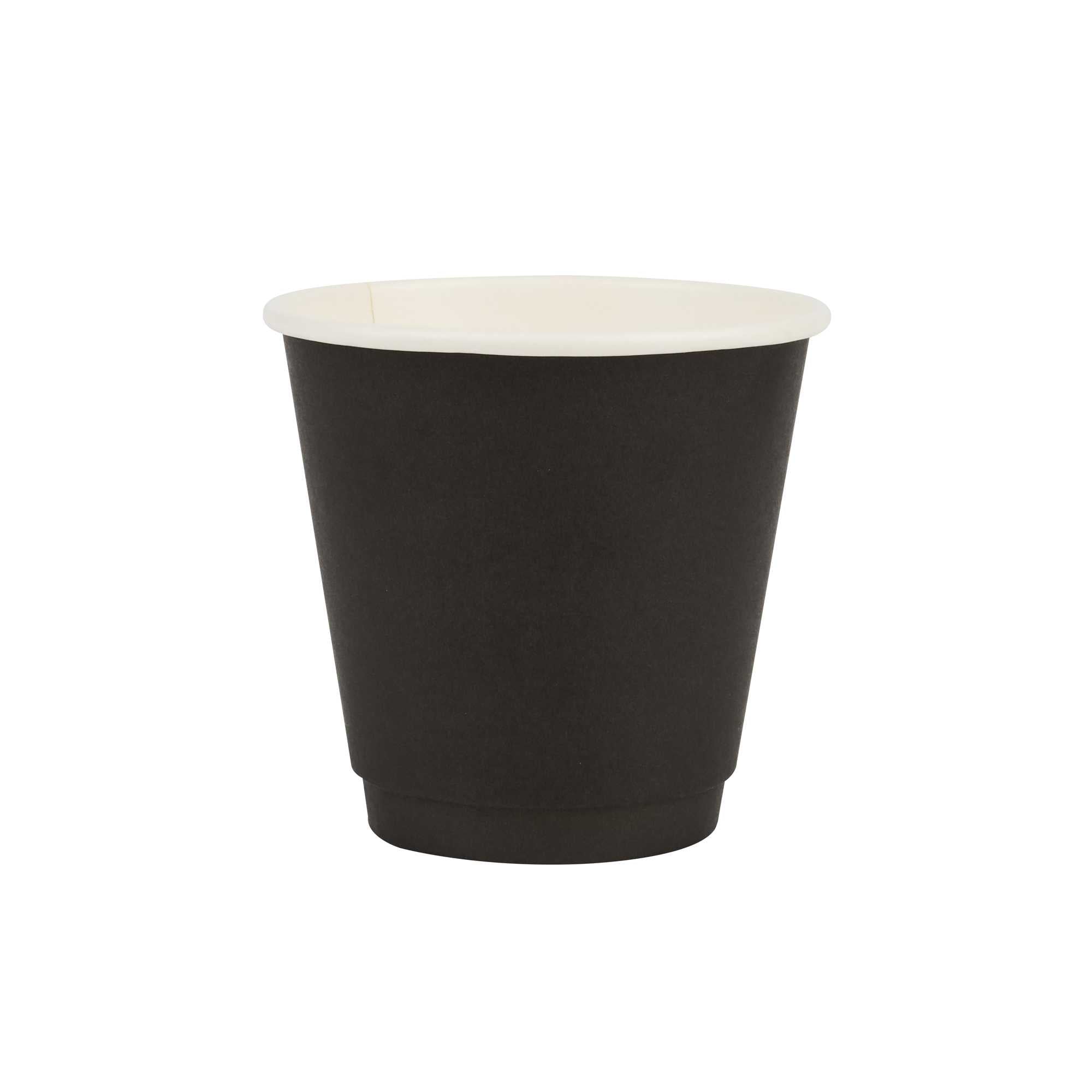 Restpresso 8 oz Round Black Paper Coffee Cup - Double Wall - 3 1/2" x 3 1/2" x 3 1/4" - 500 count box