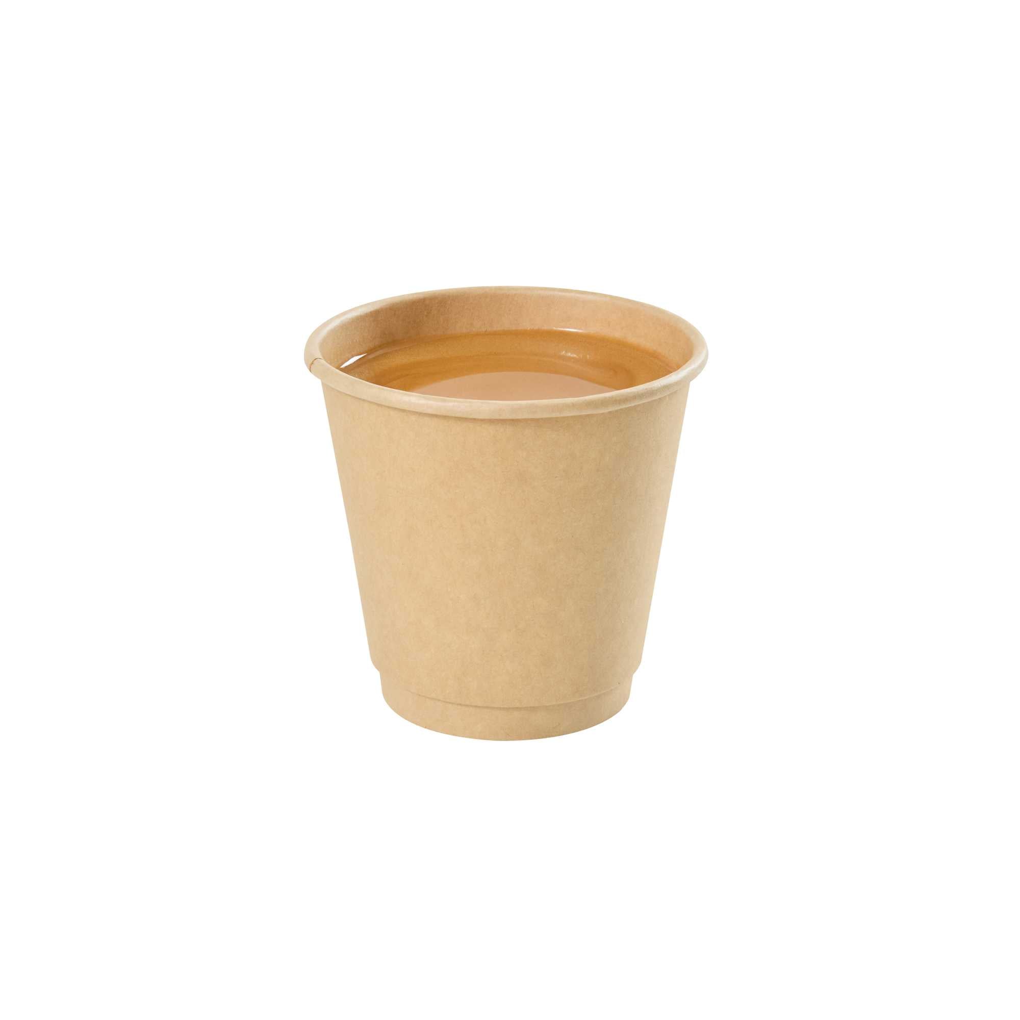 Restpresso 8 oz Kraft Paper Coffee Cup - Double Wall - 3 1/2" x 3 1/2" x 3 1/4" - 500 count box