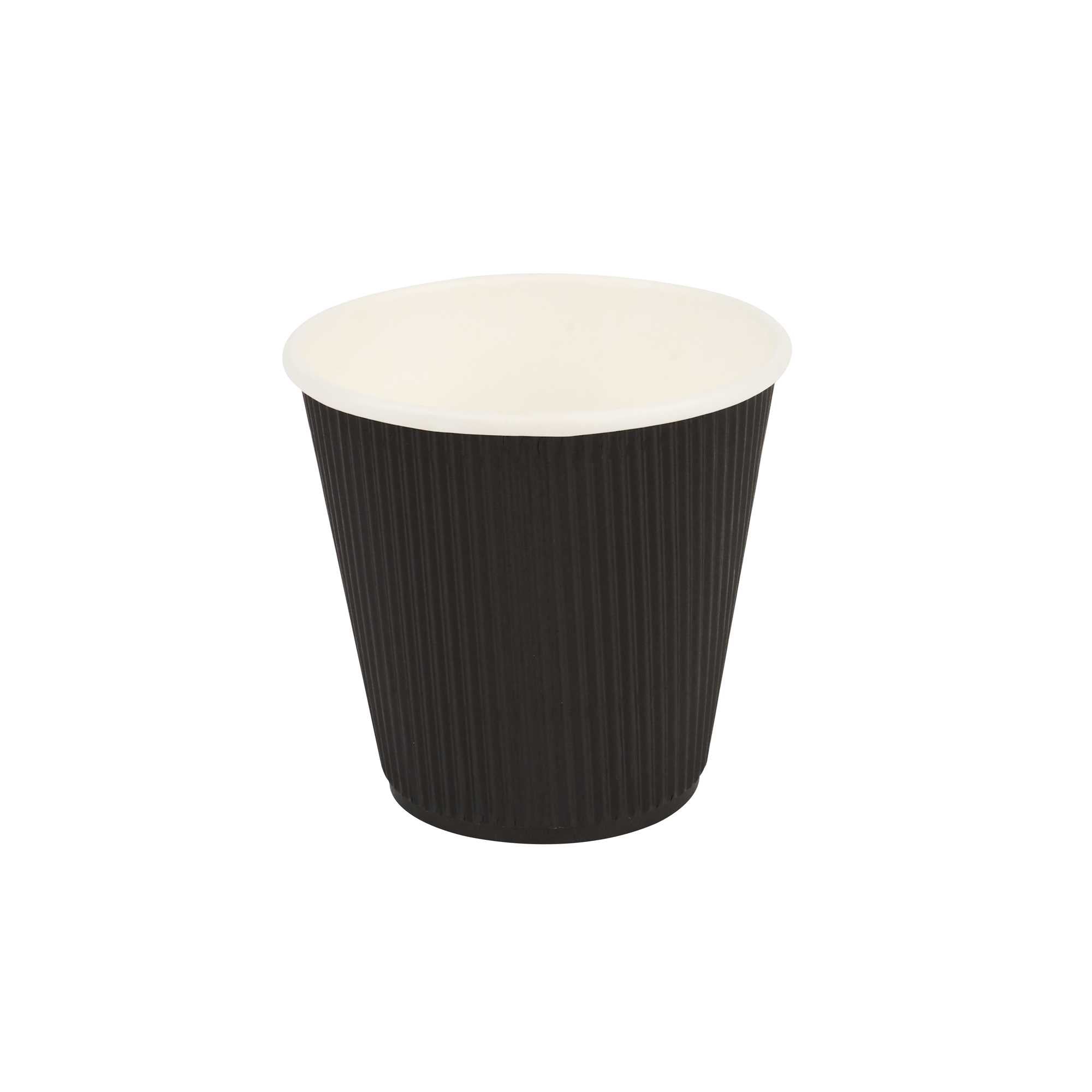 Restpresso 8 oz Round Black Paper Coffee Cup - Ripple Wall - 3 1/2" x 3 1/2" x 3 1/4" - 500 count box