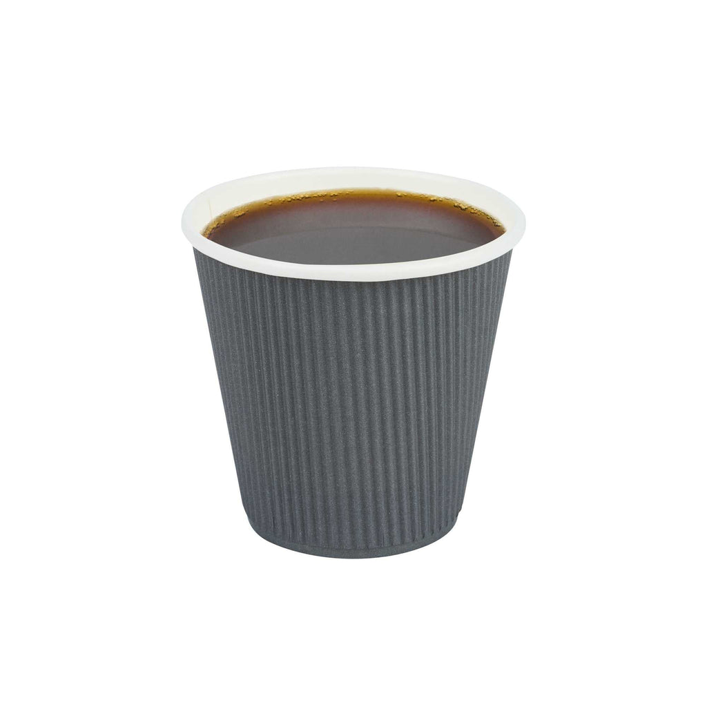 Restpresso 8 oz Gray Paper Coffee Cup - Ripple Wall - 3 1/2" x 3 1/2" x 3 1/4" - 500 count box
