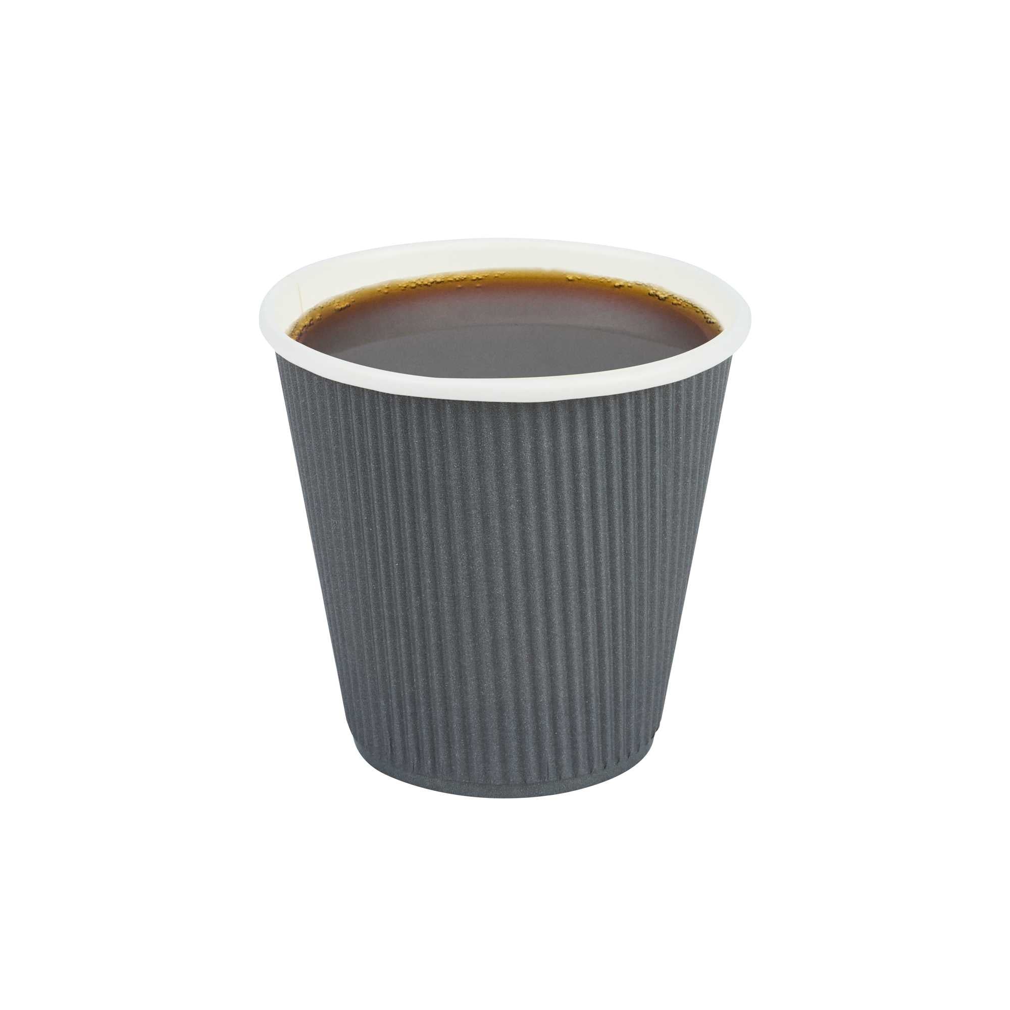 Restpresso 8 oz Gray Paper Coffee Cup - Ripple Wall - 3 1/2" x 3 1/2" x 3 1/4" - 500 count box