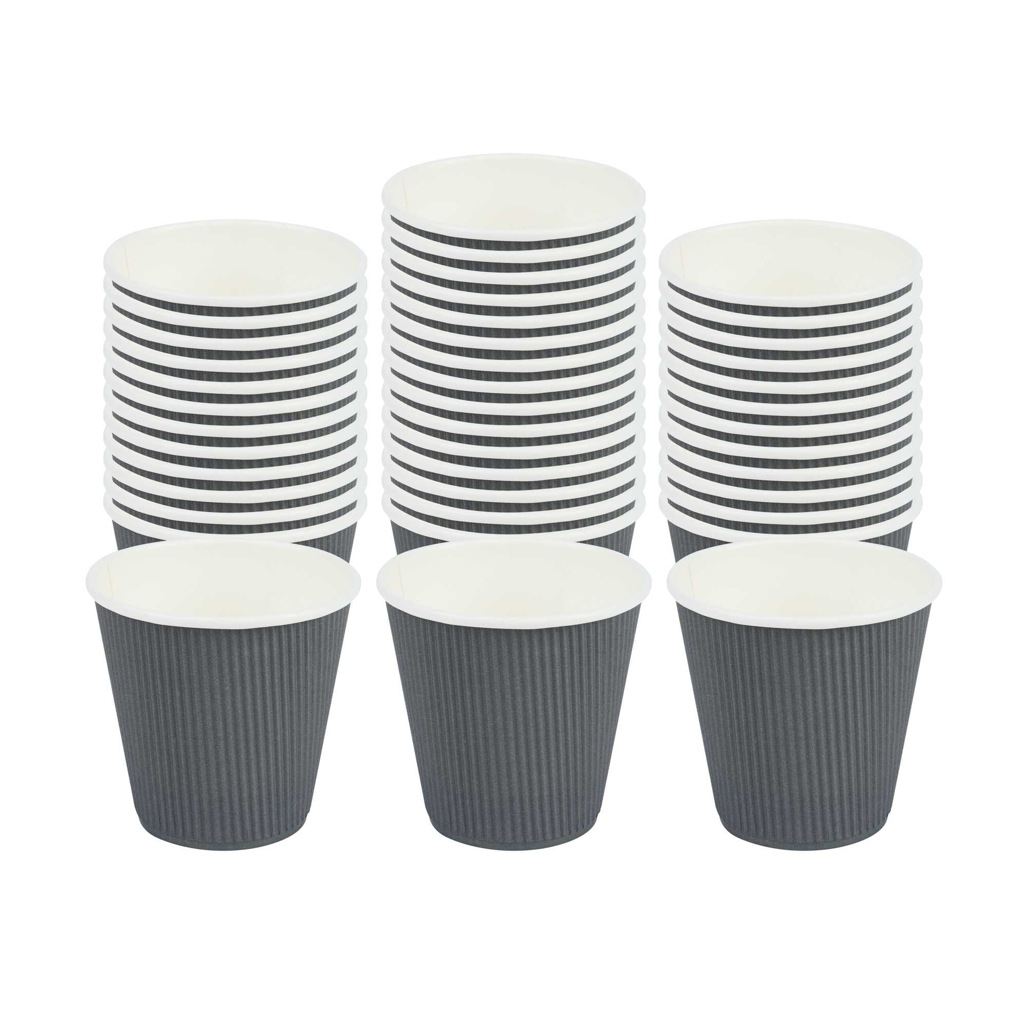 Restpresso 8 oz Gray Paper Coffee Cup - Ripple Wall - 3 1/2" x 3 1/2" x 3 1/4" - 500 count box