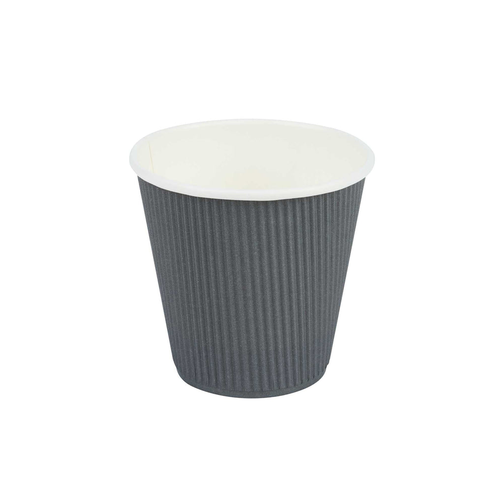 Restpresso 8 oz Gray Paper Coffee Cup - Ripple Wall - 3 1/2" x 3 1/2" x 3 1/4" - 500 count box