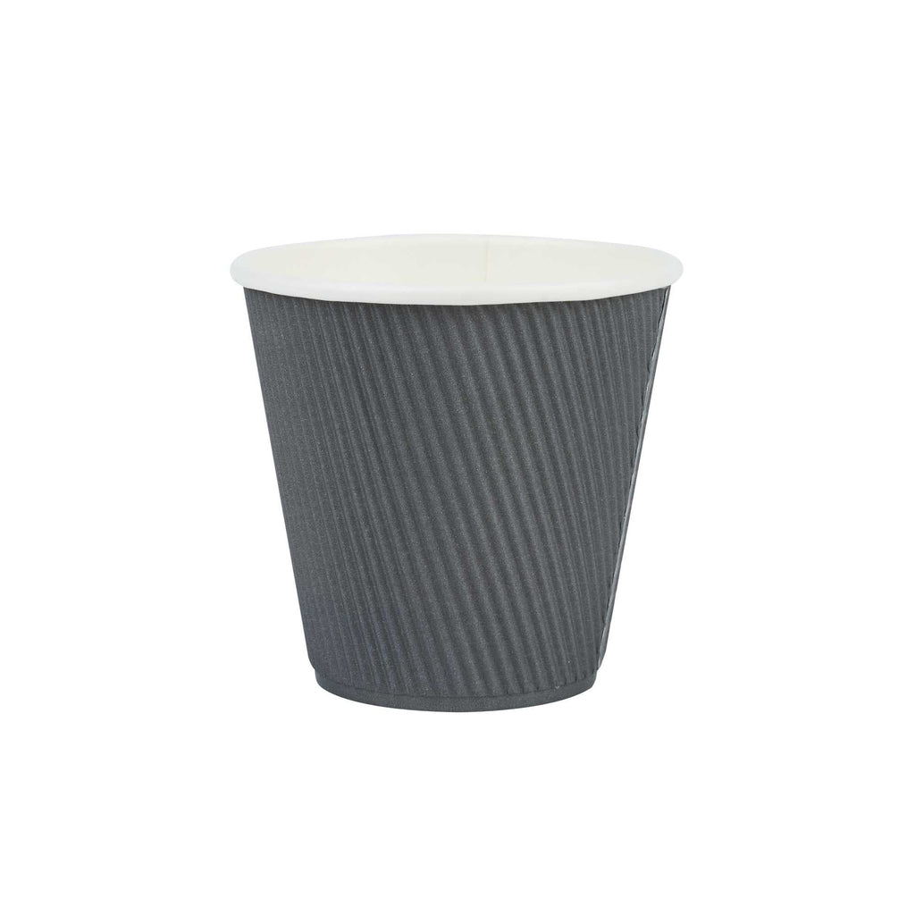 Restpresso 8 oz Gray Paper Coffee Cup - Ripple Wall - 3 1/2" x 3 1/2" x 3 1/4" - 500 count box