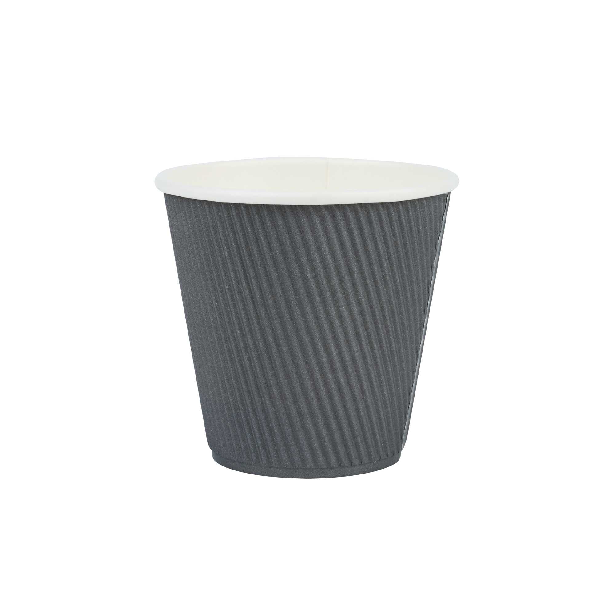 Restpresso 8 oz Gray Paper Coffee Cup - Ripple Wall - 3 1/2" x 3 1/2" x 3 1/4" - 500 count box