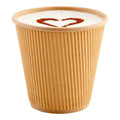 Restpresso 8 oz Kraft Paper Coffee Cup - Ripple Wall - 3 1/2" x 3 1/2" x 3 1/4" - 25 count box
