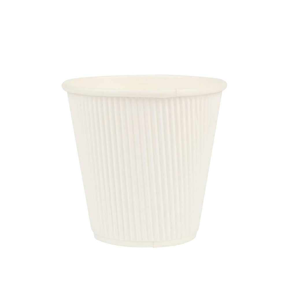 Restpresso 8 oz White Paper Coffee Cup - Ripple Wall - 3 1/2" x 3 1/2" x 3 1/4" - 500 count box