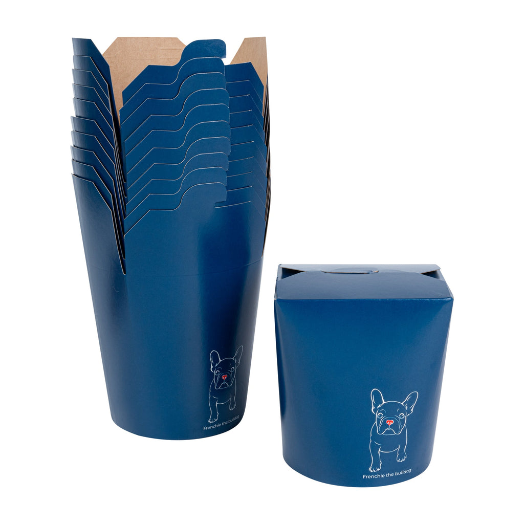 Bio Tek 32 oz Round Frenchie Paper Noodle Take Out Container - 4" x 3 1/2" x 4 1/2" - 50 count box
