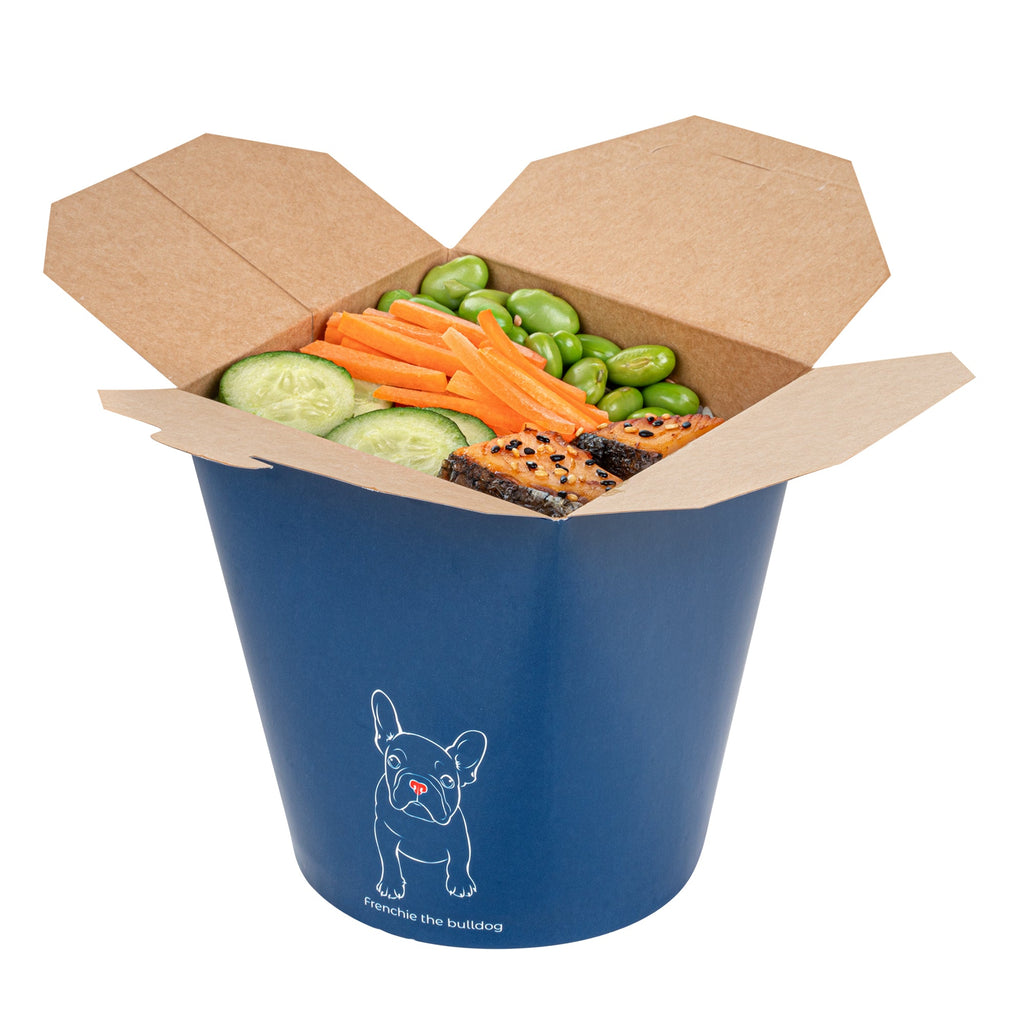 Bio Tek 32 oz Round Frenchie Paper Noodle Take Out Container - 4" x 3 1/2" x 4 1/2" - 50 count box
