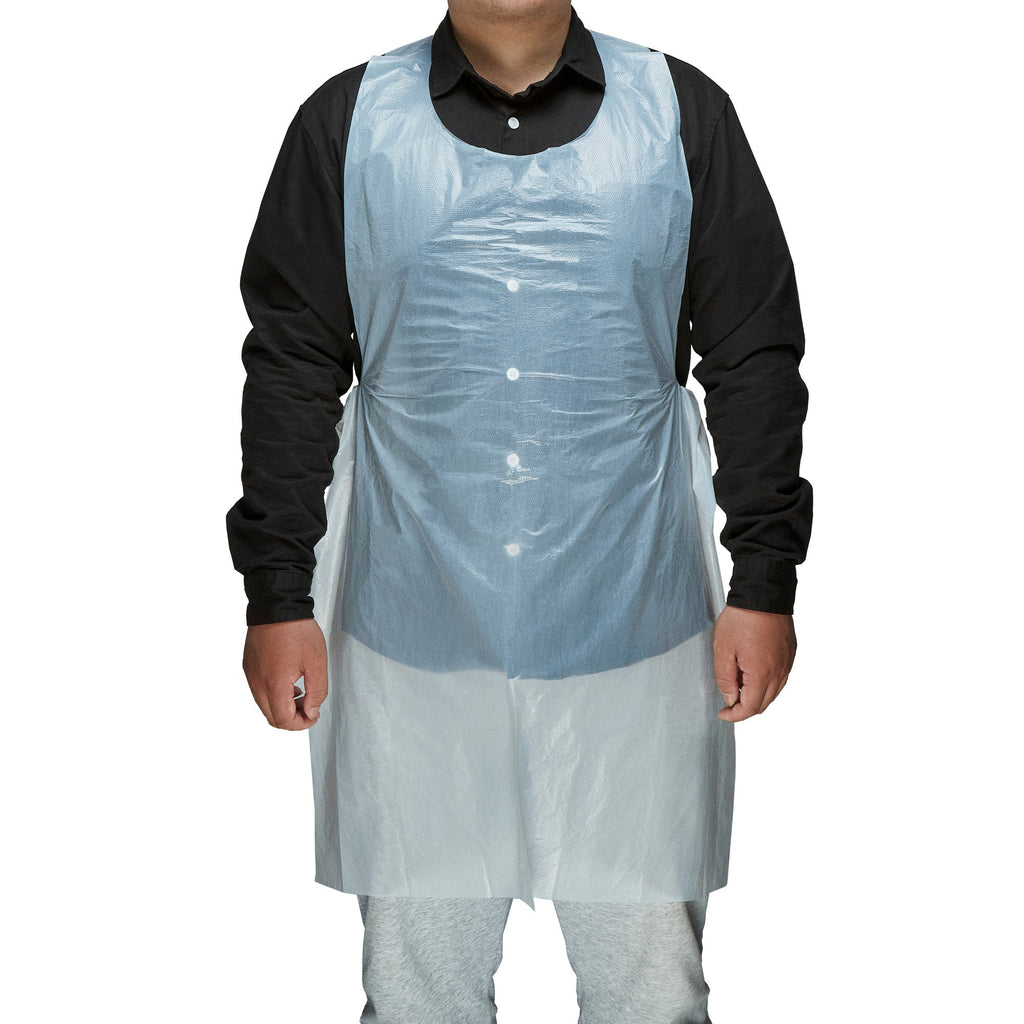 Clean Tek Professional White Plastic Disposable Apron - 42" x 27 1/2" - 100 count box