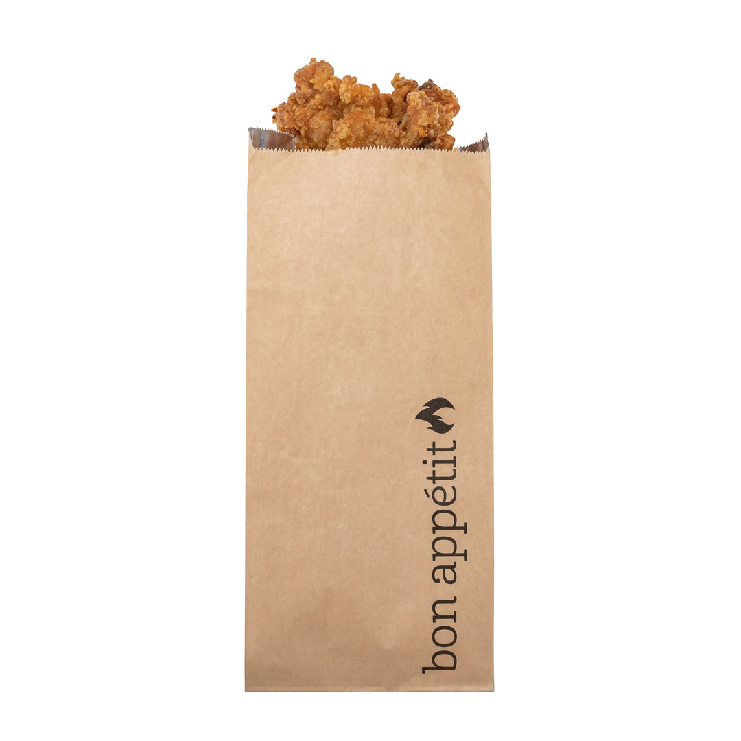 Bag Tek Kraft Paper Printed Foil Bag - 1/2 Gallon, Bon Appetit - 6 1/2" x 4 1/4" x 14 1/2" - 100 count box