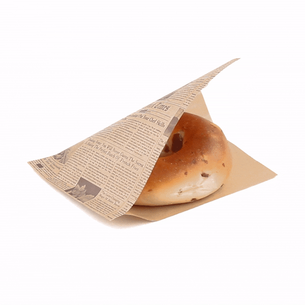 Bag Tek Newsprint Paper Small Double Open Bag - Greaseproof - 6 1/4" x 4 3/4" - 100 count box