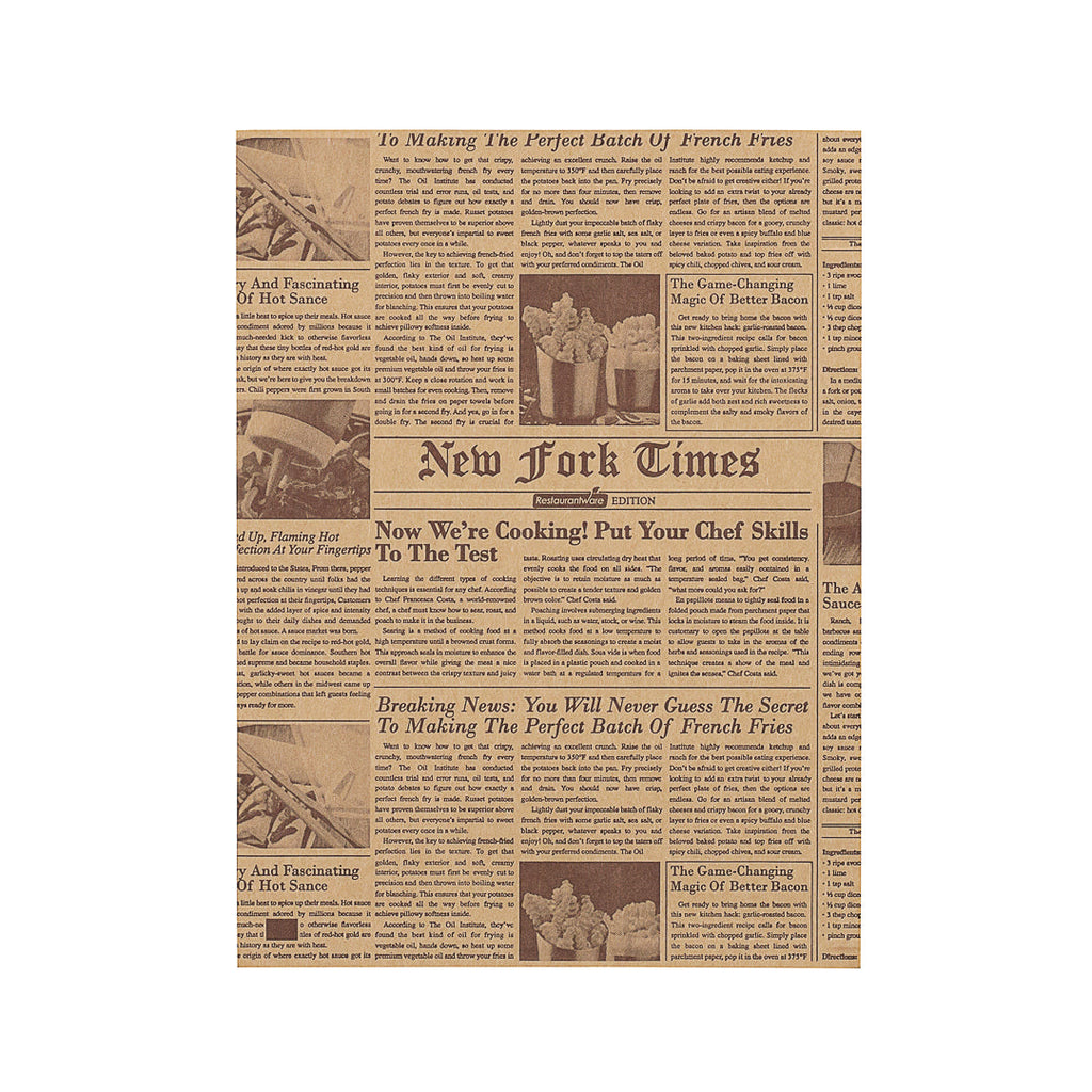 Bag Tek Newsprint Paper Small Double Open Bag - Greaseproof - 6 1/4" x 4 3/4" - 100 count box