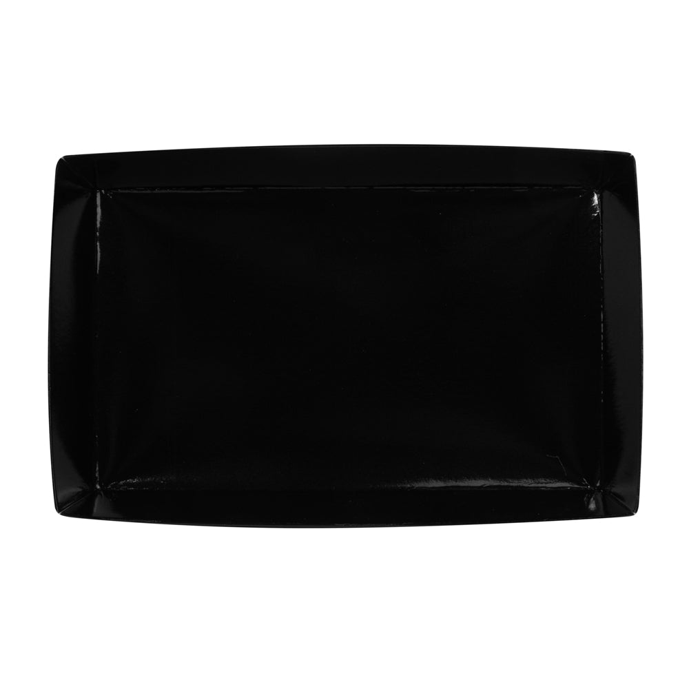 Matsuri Vision Rectangle Black Paper Medium Sushi Tray - 8" x 5" x 1 1/2" - 100 count box