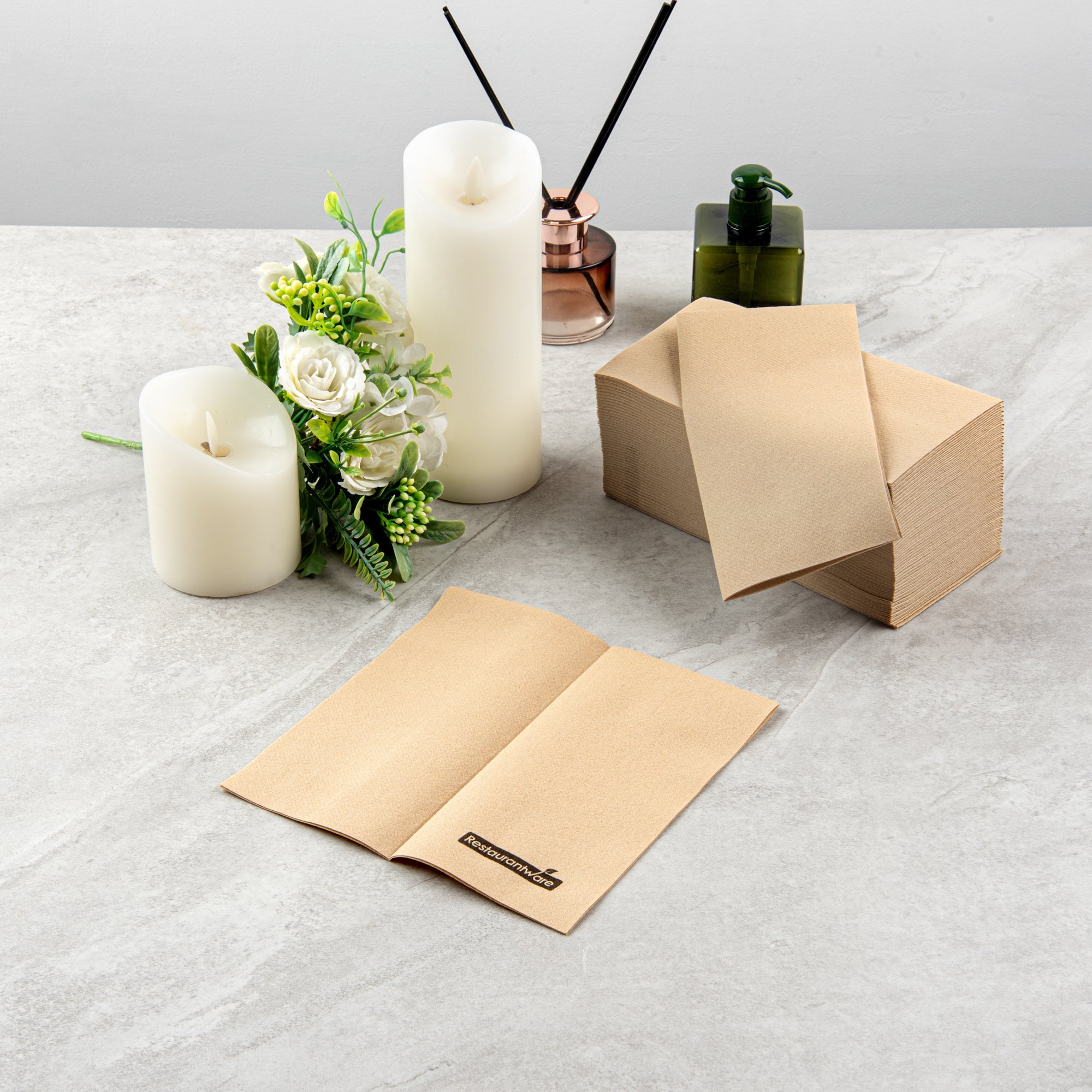 Luxenap Rectangle Kraft Paper Linen-Feel Guest Towel / Napkin - Air Laid - 15 3/4" x 7 3/4" - 600 count box