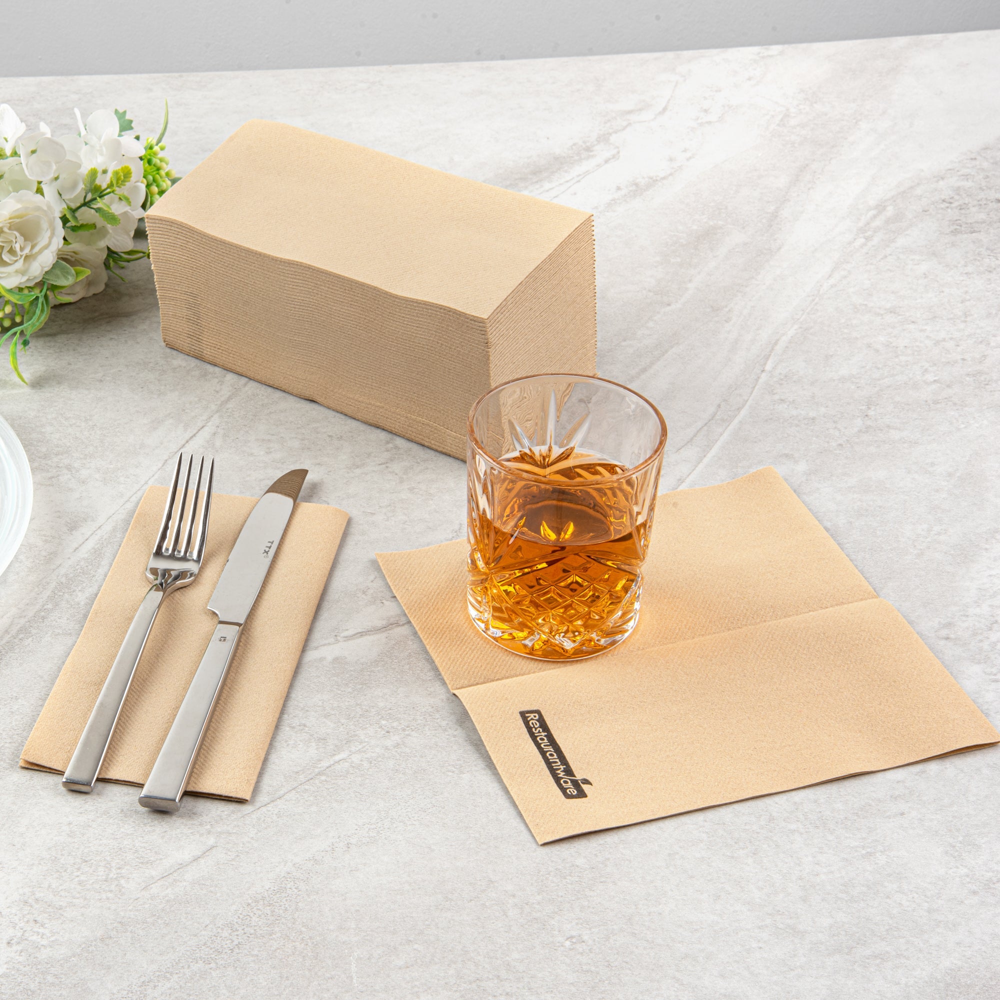 Luxenap Rectangle Kraft Paper Linen-Feel Guest Towel / Napkin - Air Laid - 15 3/4" x 7 3/4" - 600 count box