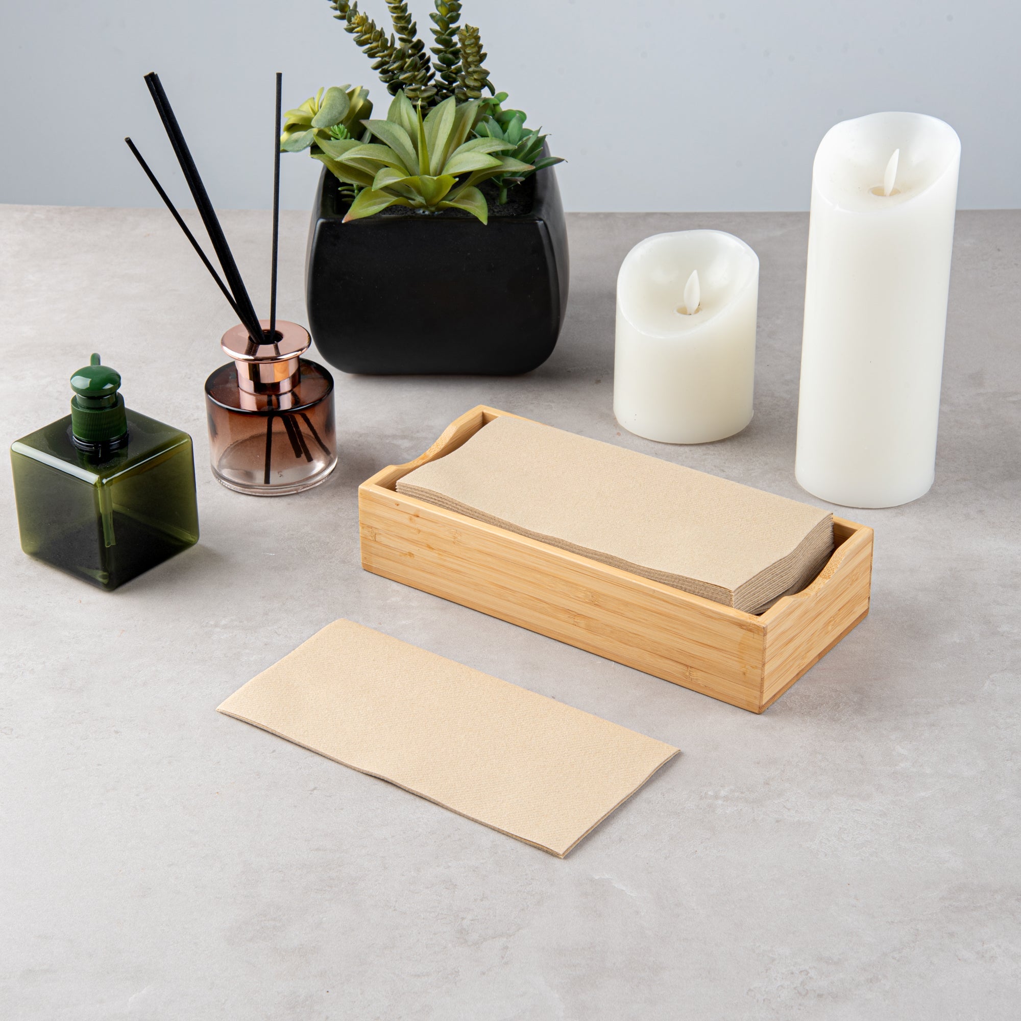 Luxenap Rectangle Kraft Paper Linen-Feel Guest Towel / Napkin - Air Laid - 15 3/4" x 7 3/4" - 600 count box